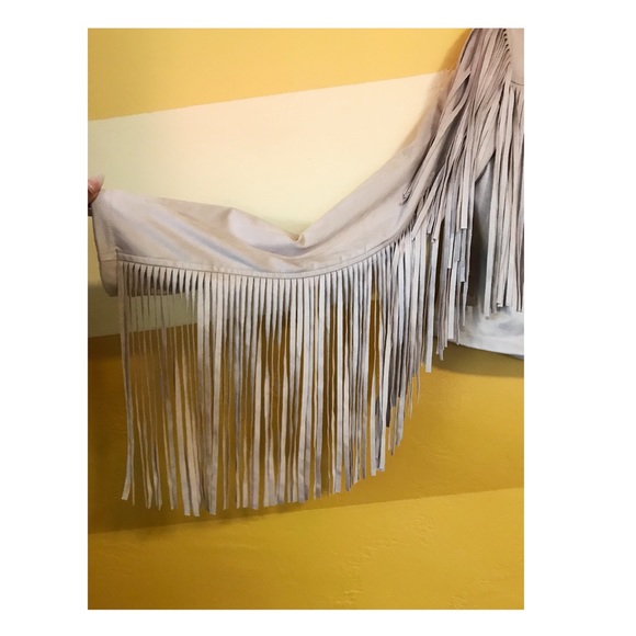 SOLD! Faux Suede Fringe Cropped Jacket - Taupe - Picture 3 of 6